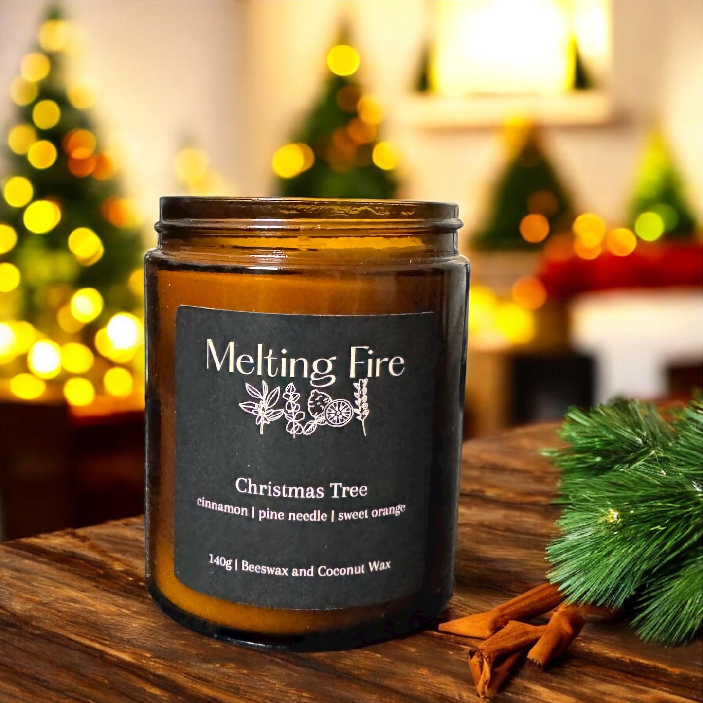 Christmas Tree Candle- made with Pine Needle, Cinnamon & Orange essential oil