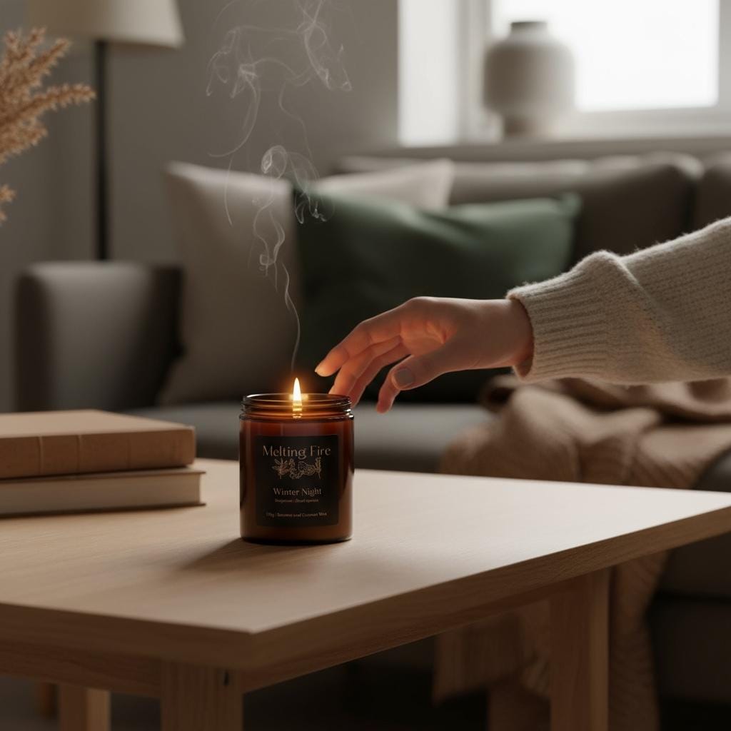 Winter Night Candle- Beeswax and Coconut Wax Blend- Bergamot and Black Spruce Oils.