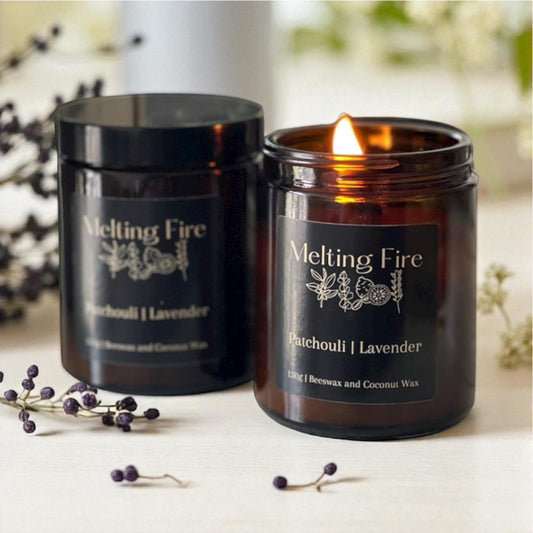 Lavender & Patchouli Candle | Calming Essential Oil Blend | Beeswax and Coconut Wax Blend
