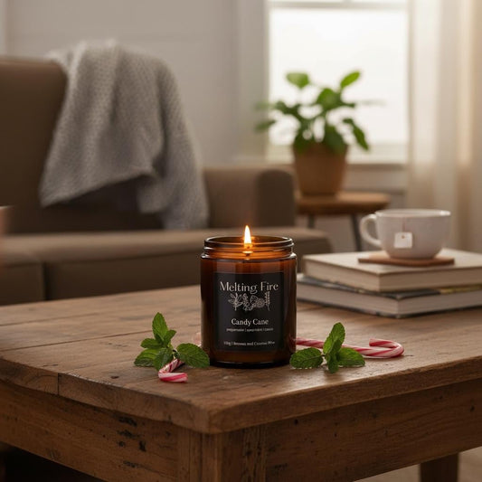 Candy Cane Christmas Candle - Beeswax Coconut Wax Blend, Essential Oils