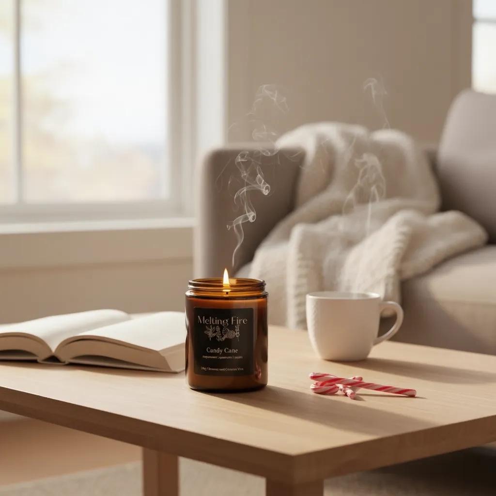 Candy Cane Christmas Candle - Beeswax Coconut Wax Blend, Essential Oils